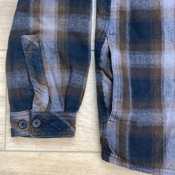 Boston Traders Sherpa‎ Plaid Flannel Shacket Shirt Jacket Grunge Casual Lined - Picture 4 of 14